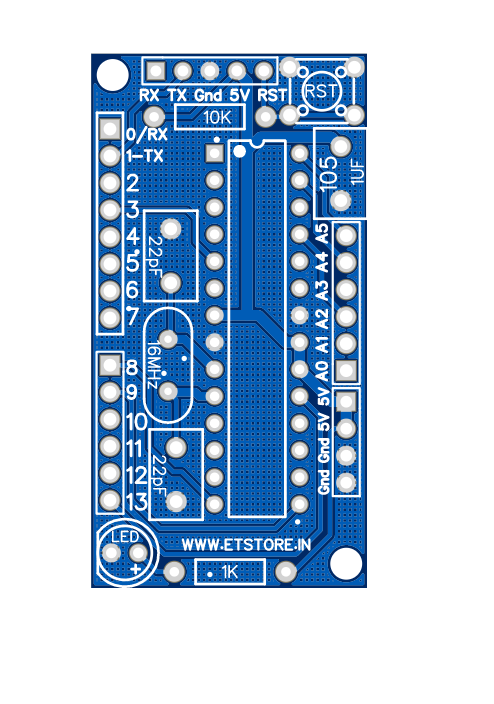 ATMEGA328 OR ATMEGA8 BREAKOUT BOARD PCB ET5674