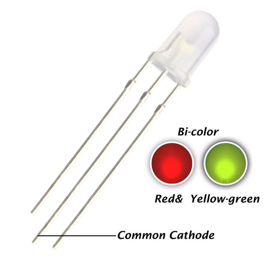 5MM BI COLOR LED RED AND GREEN COMMON CATHODE 3 LEG ET7198