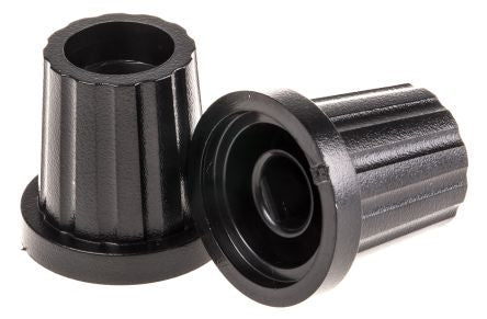 POTENTIOMETER KNOB 15.7mm Knob Diameter 6.35mm Shaft BLACK PLASTIC ET10559