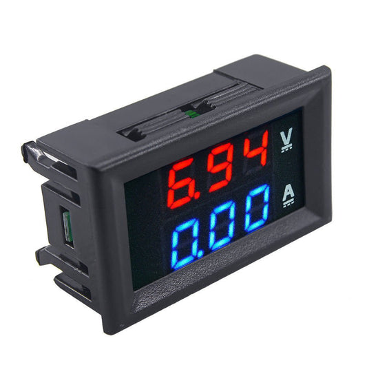 100V 10A DC Dual LED Red and Blue Digital Voltmeter Ammeter ET5393