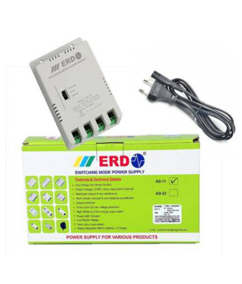 4 Channel CCTV Power Supply 12V 1A each ERD SMPS Adaptor AD-11 ET5826