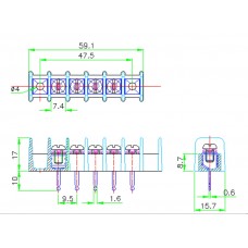 SE184 PCB Connector 10A 5Way Pitch 9.5mm ET8179