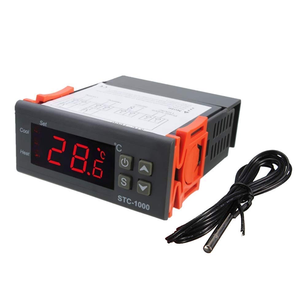 220V AC Digital STC-1000 Temperature Controller Thermostat Heating and Cooling Regulator with Sensor Probe STC1000 ET5445