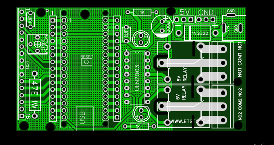 PCB FOR NANO BOARD WITH LCD AND RELAYS ET9733