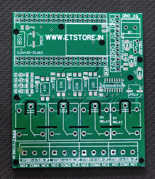 PCB for 4 Channel Relay Board for 38 Pin ESP32 5V Module 80x68mm ET7515