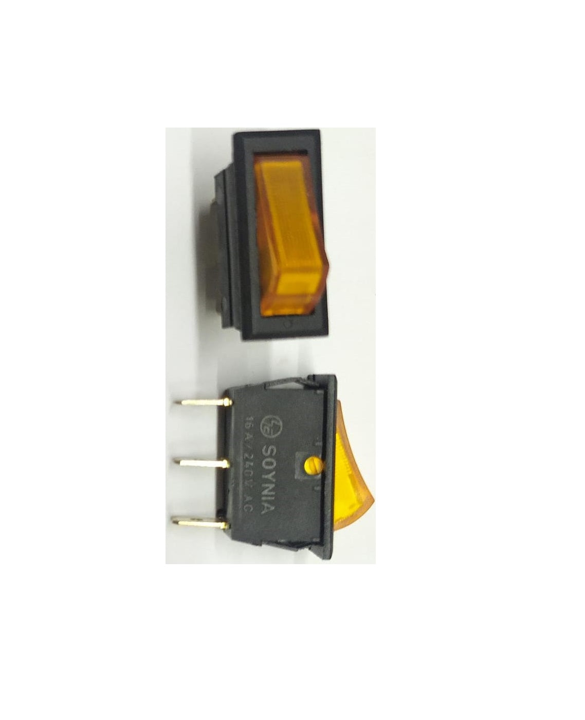 LED ROCKER SWITCH 3 LEG 250V 16A YELLOW 30MM*14MM ET8592