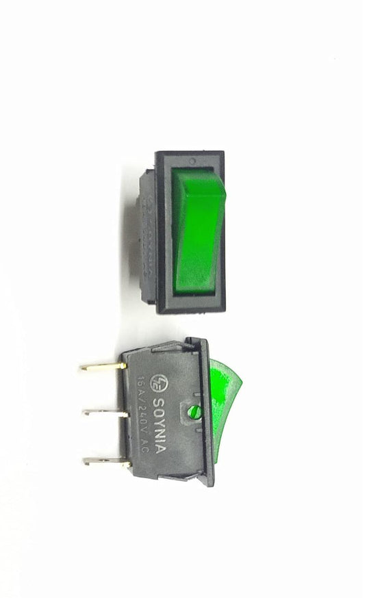 SE317 LED ROCKER SWITCH 3 LEG 250V 16A GREEN 30MM*14MM ET8593