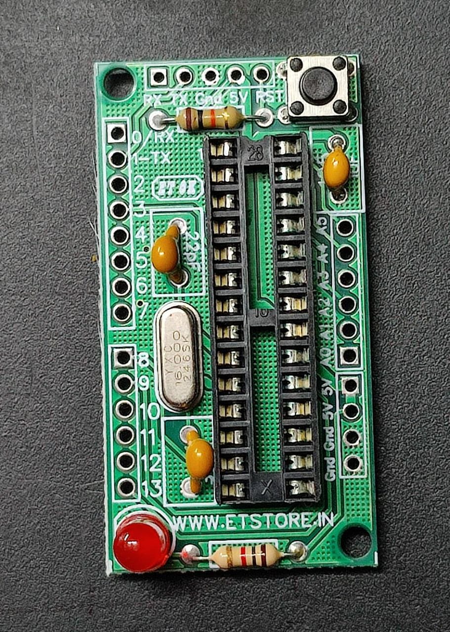 ATMEGA328 OR ATMEGA8 BREAKOUT BOARD PCB WITH COMPONENTS SOLDERED 5V ET7305