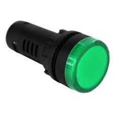 GREEN LED INDICATOR LIGHT 220V AC HOLE DIA 22.5MM 28MM DIA ET7153