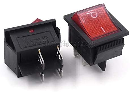 KCD4 Rocker Switch with Red Light 4 Pin 2 Position On-Off ET8485